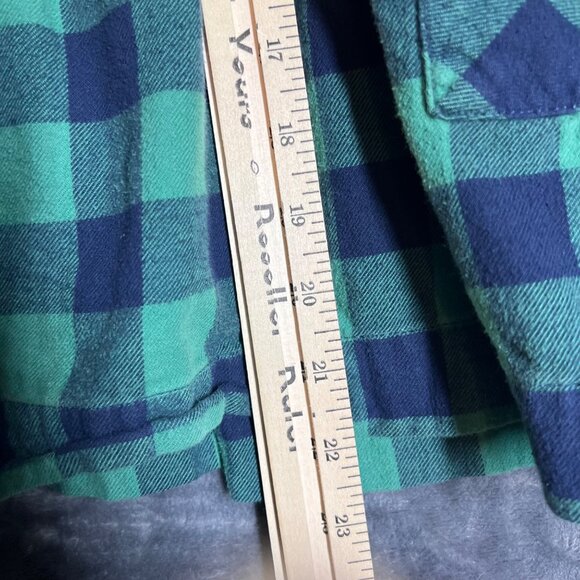 Hanna Anderson Green & Blue Plaid Flannel Pocket Dress Pleated Upper Button Up B - Picture 11 of 11